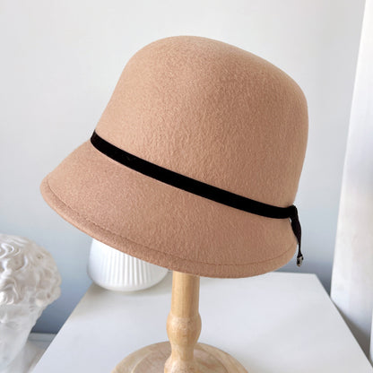 Women's wool cloche hat curved brim detail