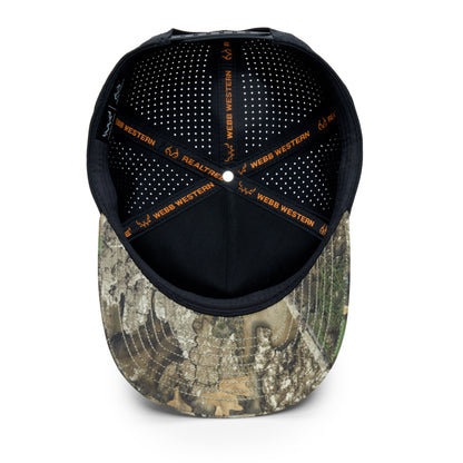 Webb Western Blackwood APX® cap, interior view showing the sweatband and crown seams
