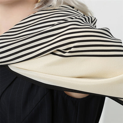 Women's striped silk double crepe square scarf - product photo 5