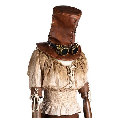 Unisex Halloween Vintage Steampunk Top Hat - Brown full product view