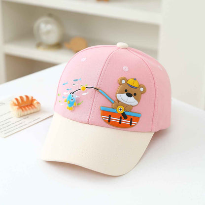 White orange kids embroidered cap side view