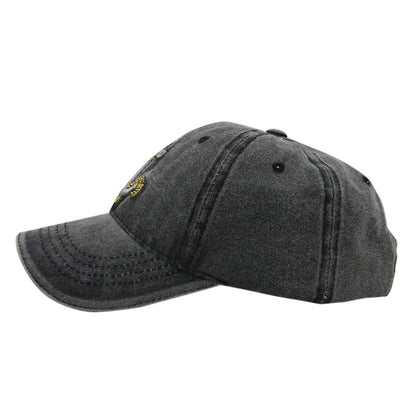 Unisex Navy Blue Vintage Washed Anchor Embroidered Baseball Cap texture detail