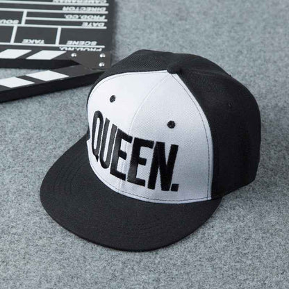 Unisex King & Queen Embroidered Flat Brim Snapback Cap