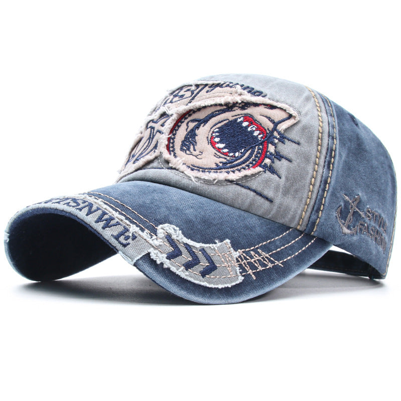 Unisex embroidered cotton washed baseball cap - product photo 1