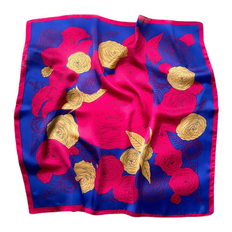 Women's floral print square scarf - product photo 3