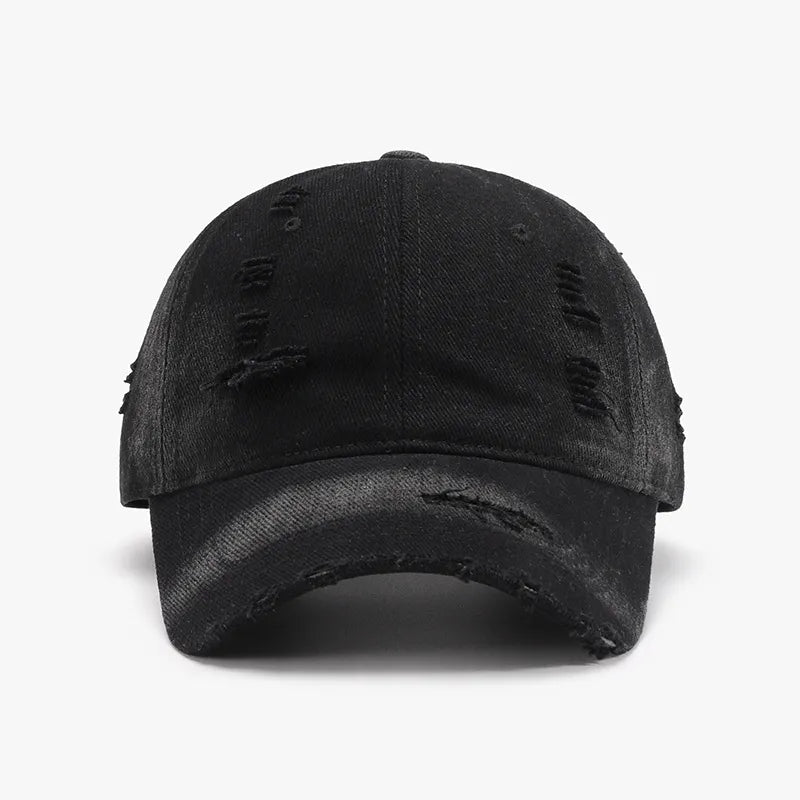 Adjustable distressed cap back closure detail