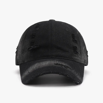 Adjustable distressed cap back closure detail
