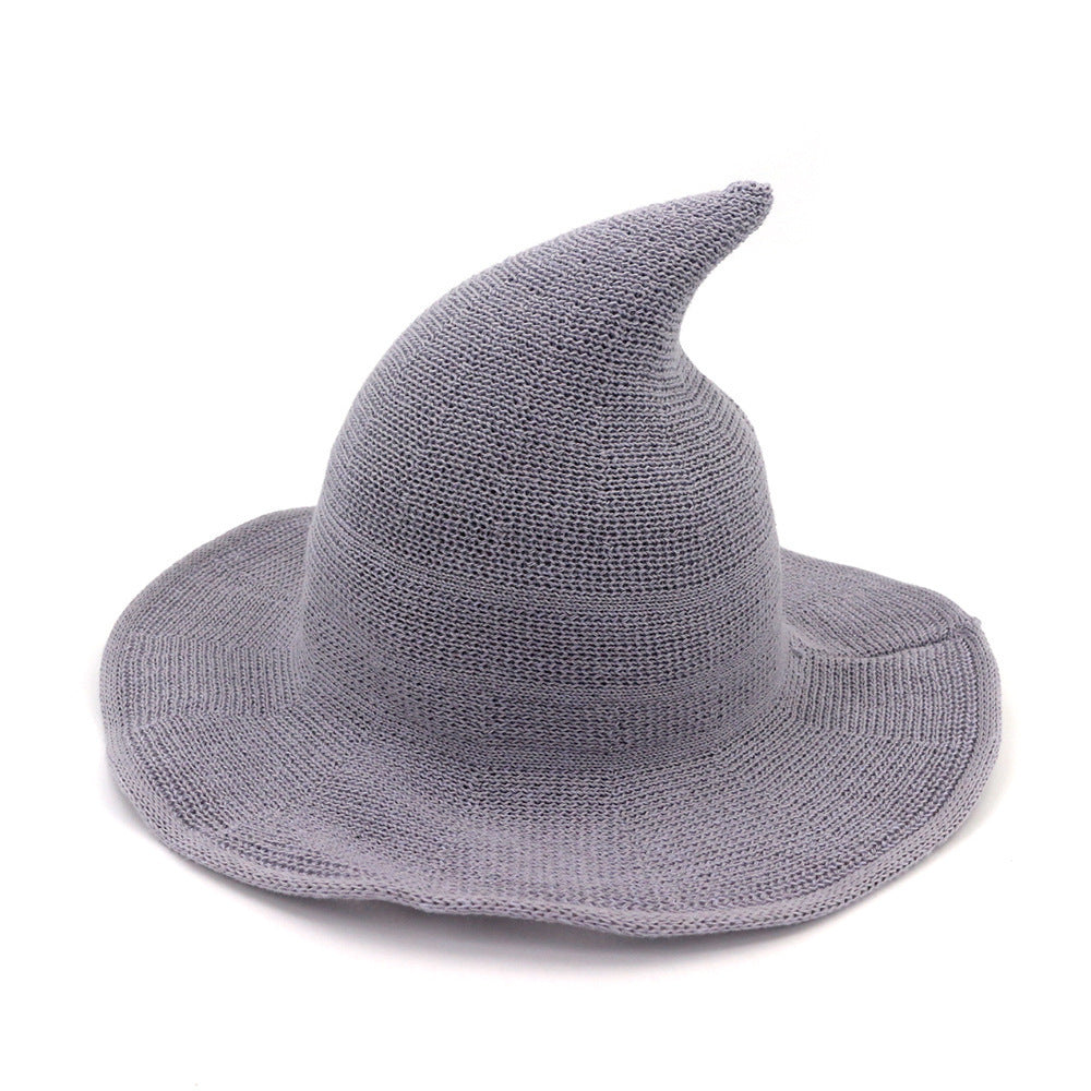 Women's Cotton Wide Brim Halloween Witch Hat - Black styled detail