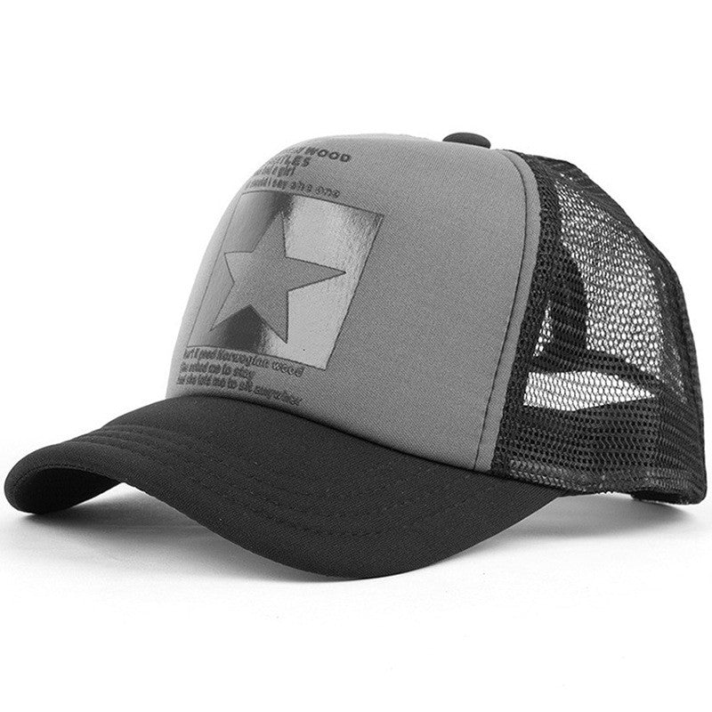 Cotton polyester star trucker cap product angle