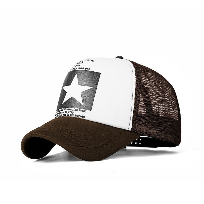 Adjustable star print mesh cap rear closure view