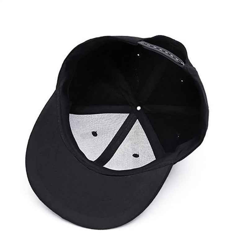 Unisex Embroidered Cotton Flat Brim Snapback Cap