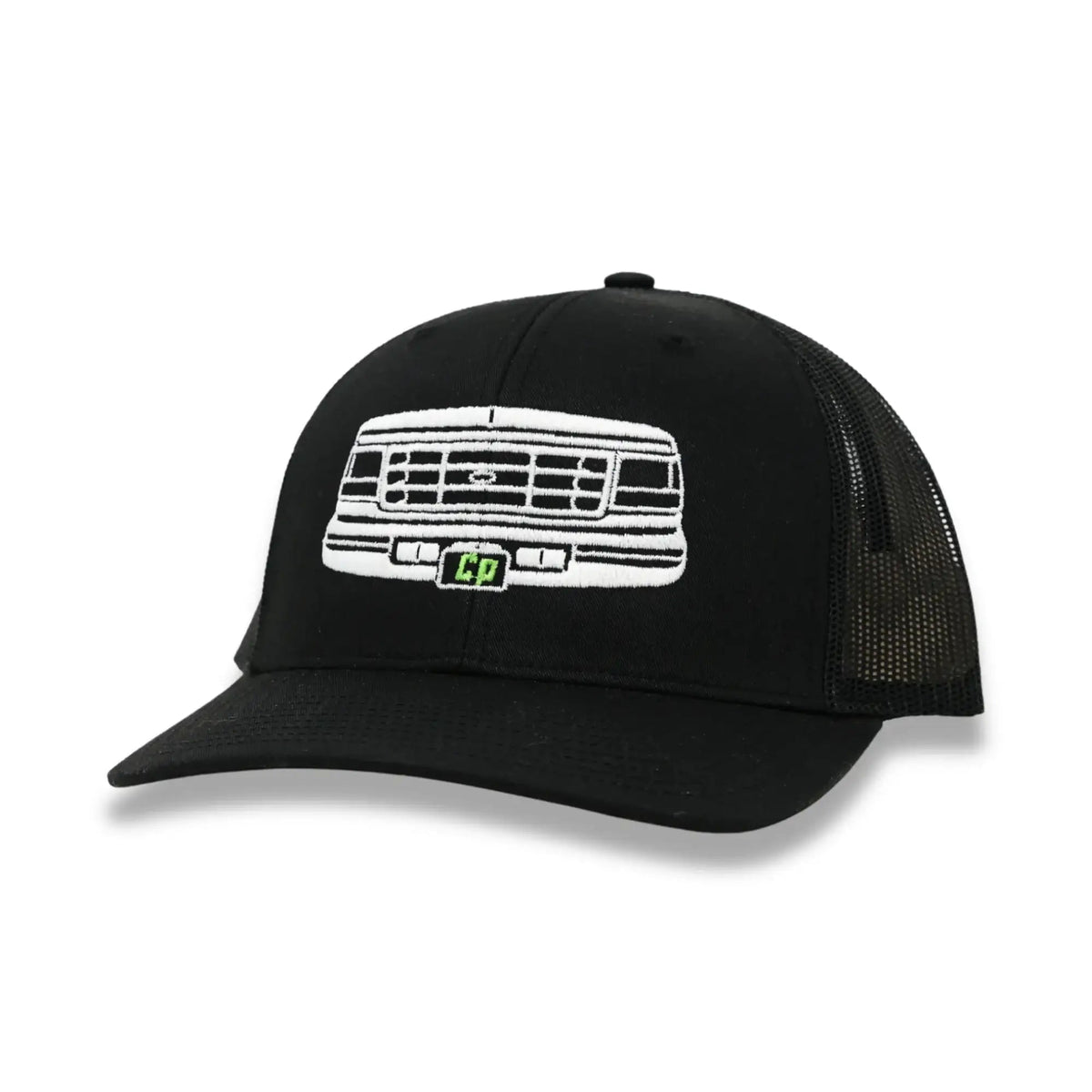 The Mad Hatter Company The OBS - Complete Performance, black mesh cap with an embroidered truck grille graphic