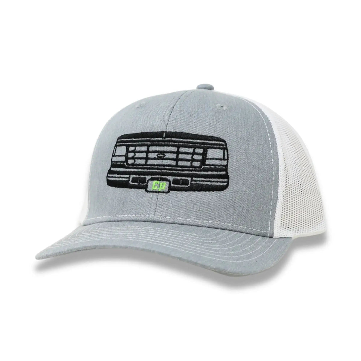 The Mad Hatter Company The OBS - Complete Performance, heather gray crown and white mesh with truck grille artwork