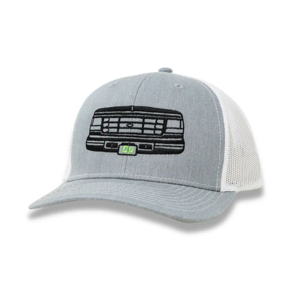 The Mad Hatter Company The OBS - Complete Performance, heather gray crown and white mesh with truck grille artwork