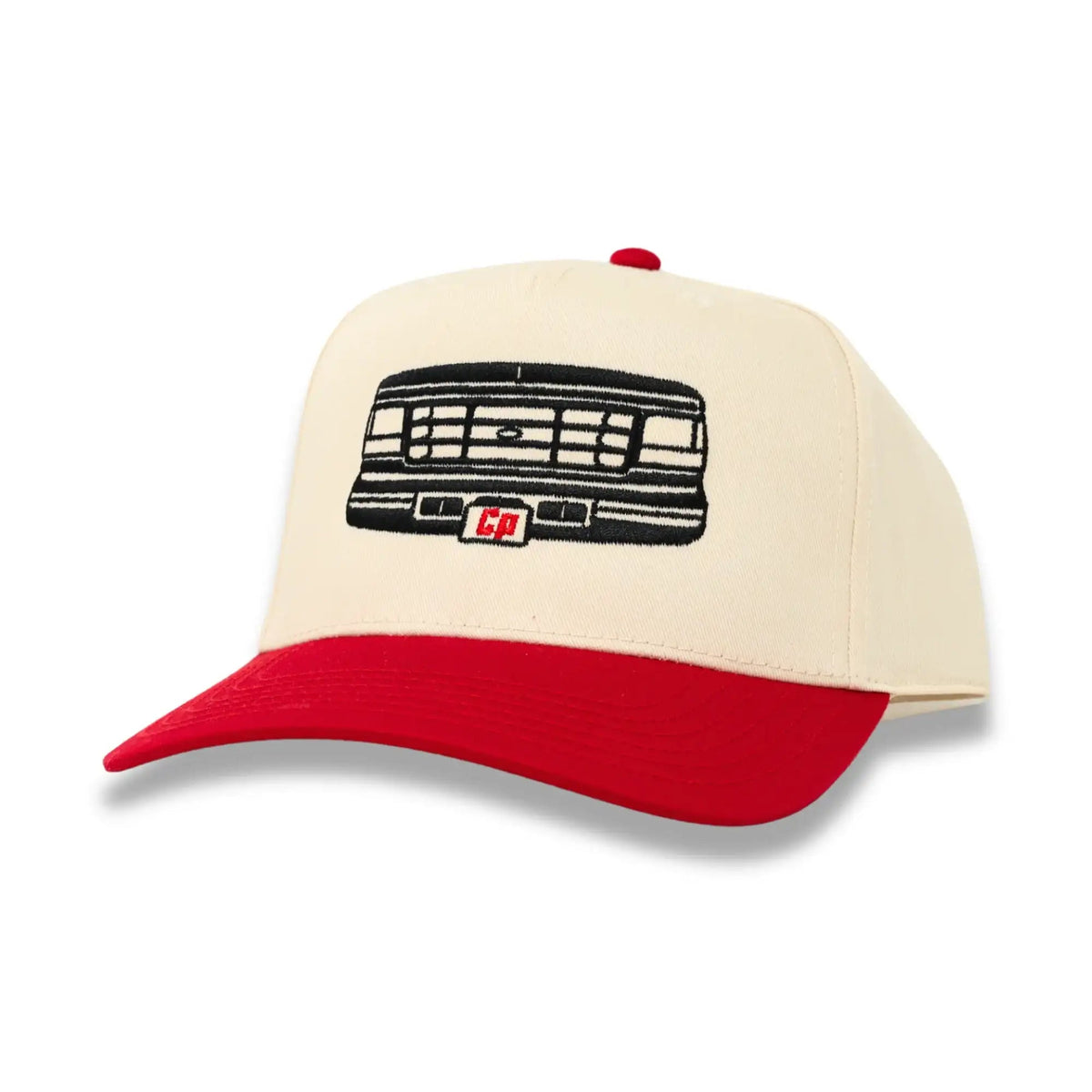 The Mad Hatter Company The OBS - Complete Performance, natural crown with a red bill and truck grille embroidery