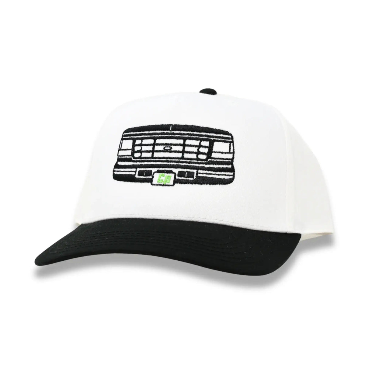 The Mad Hatter Company The OBS - Complete Performance, white crown with a black bill and truck grille embroidery