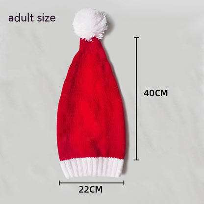 Unisex Family Christmas Pom Pom Knit Hat - Red crown detail