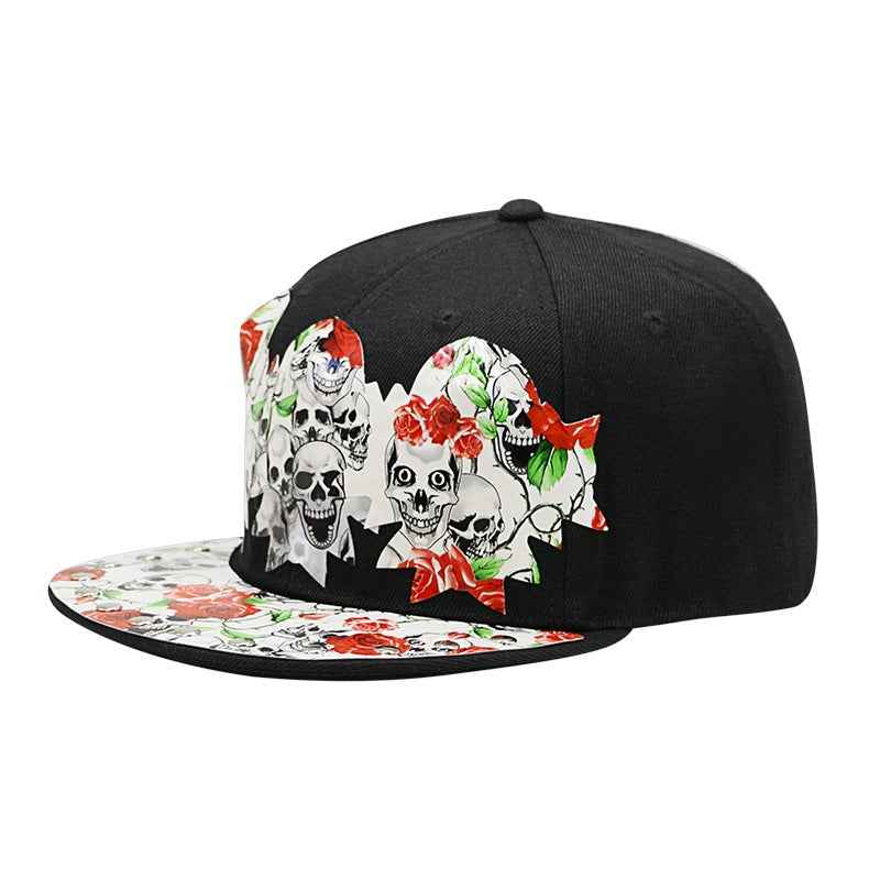 Gothic skull graphic snapback black tape variant