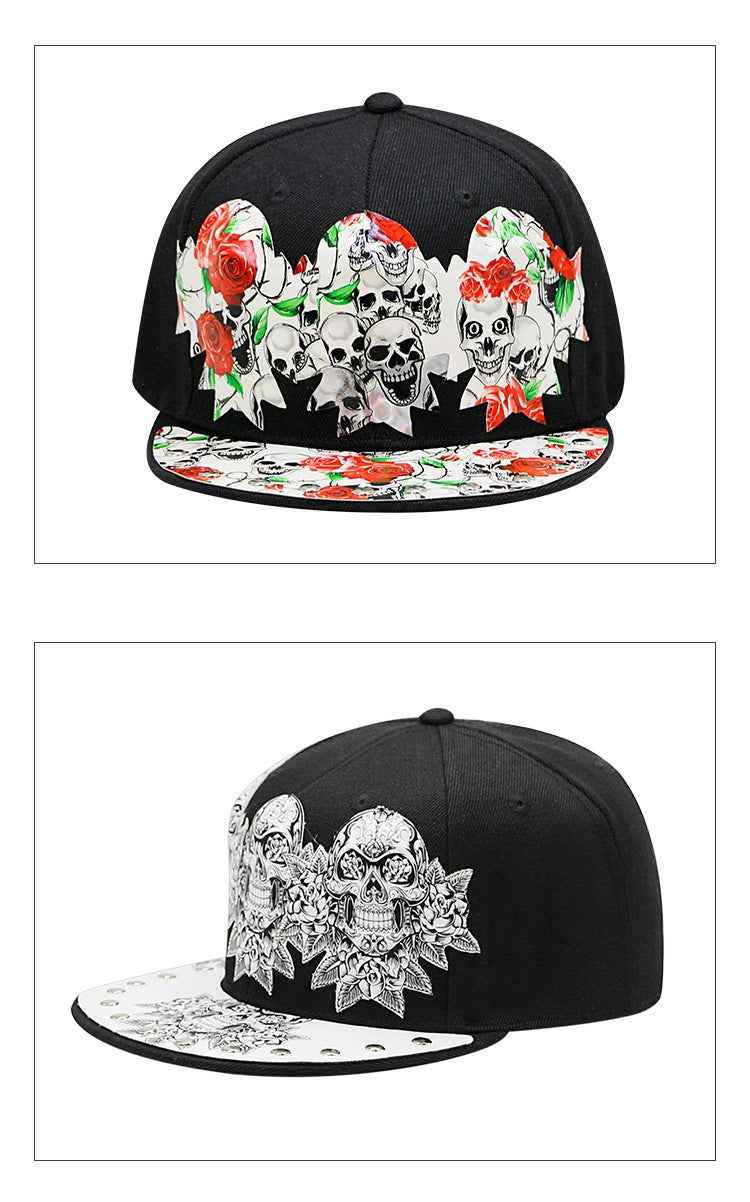 White gothic flat brim snapback streetwear look