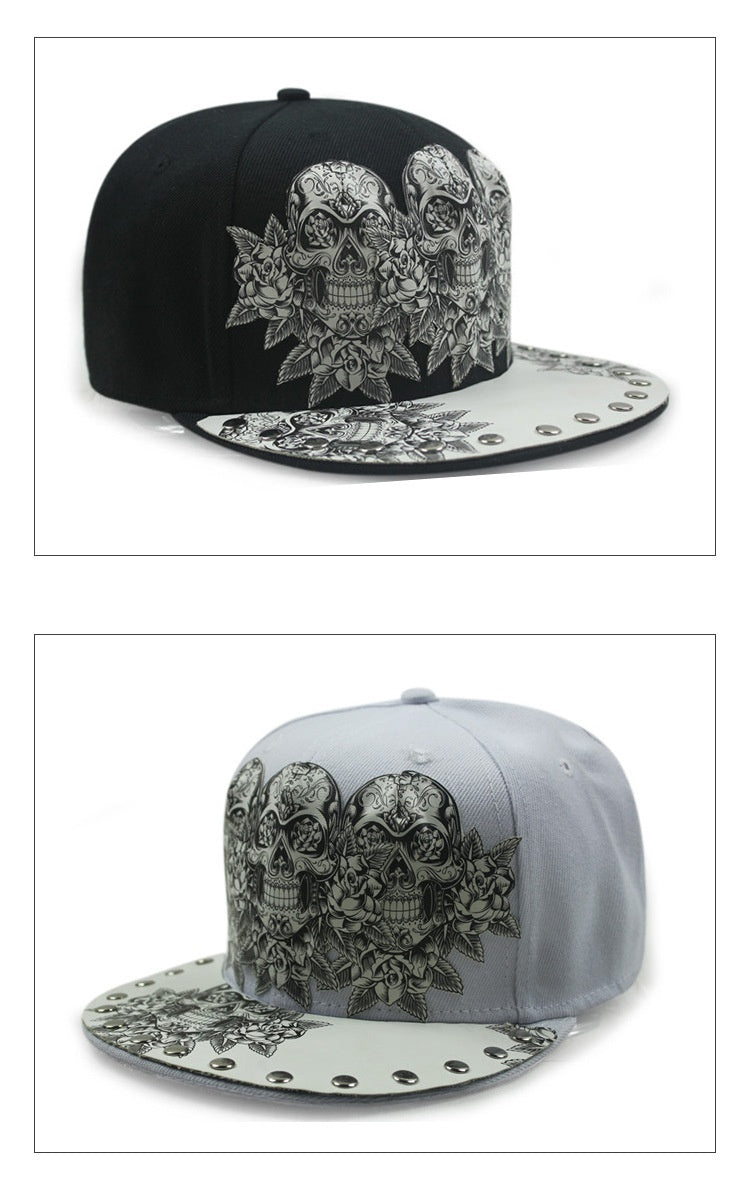 Cotton polyester skull cap tall graphic detail