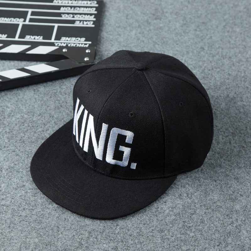 Unisex King & Queen Embroidered Flat Brim Snapback Cap