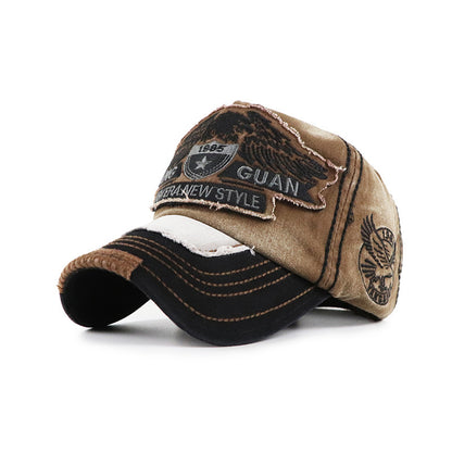 Unisex vintage washed cotton embroidered baseball cap - product photo 1