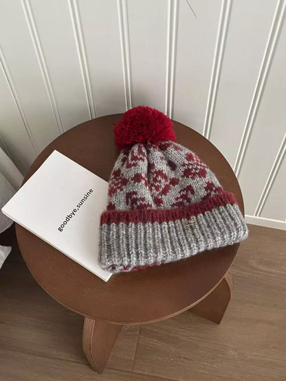 Unisex Gray Snowflake Pom-Pom Knit Beanie Hat color option photo 06