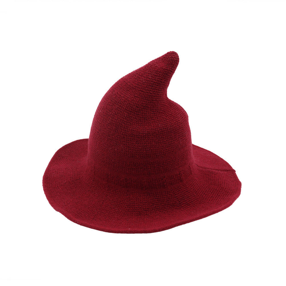 Women's Cotton Wide Brim Halloween Witch Hat - Khaki back view