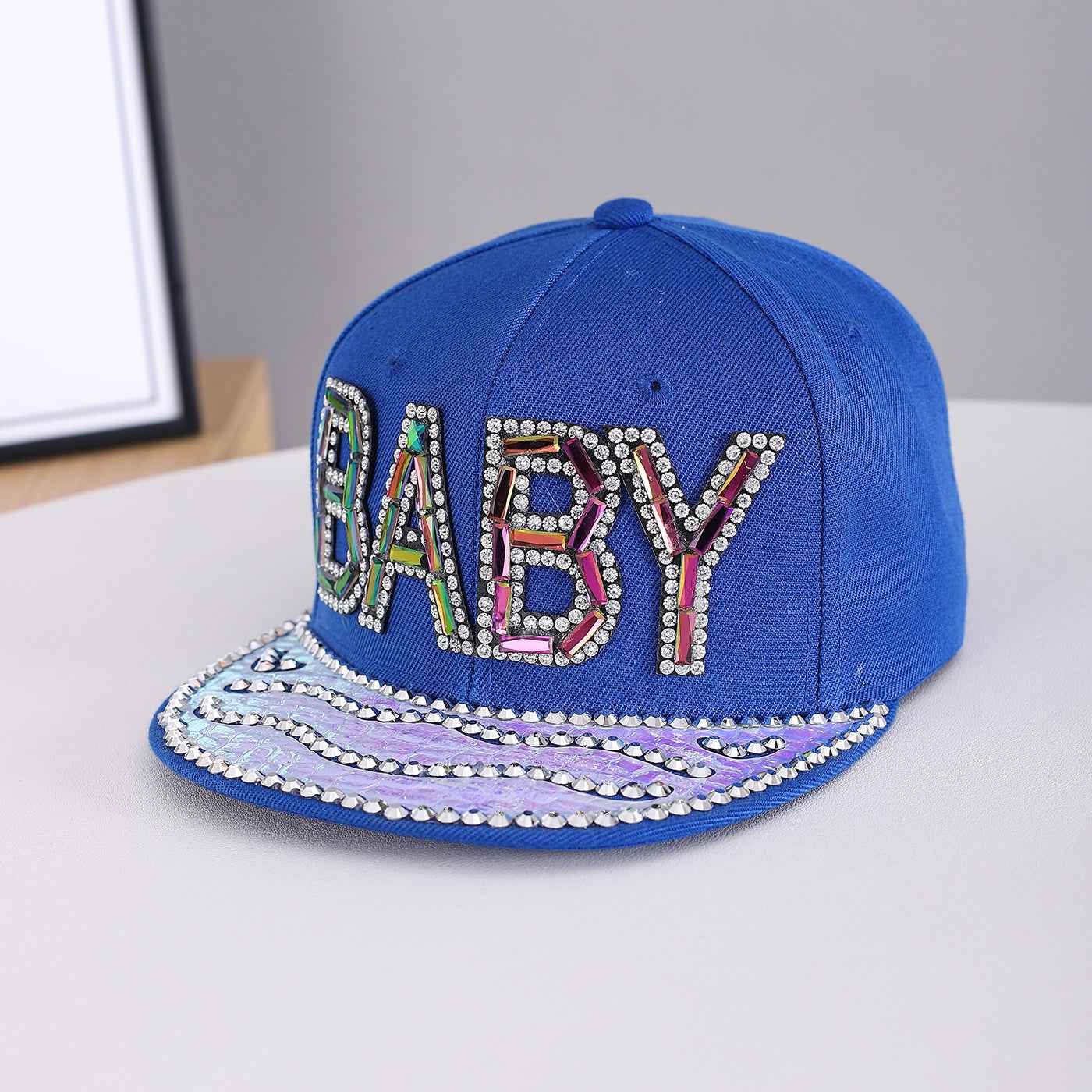 Unisex Rhinestone Baby Flat Brim Snapback Cap