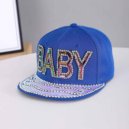 Unisex Rhinestone Baby Flat Brim Snapback Cap