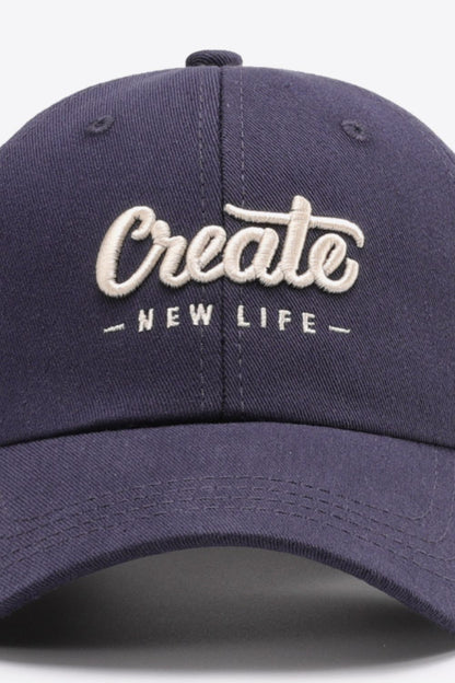 Unisex CREATE NEW LIFE cap casual front angle