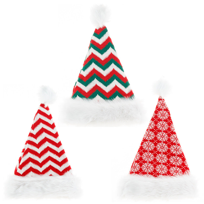 Unisex Red & Green Knit Christmas Hat - Green side angle