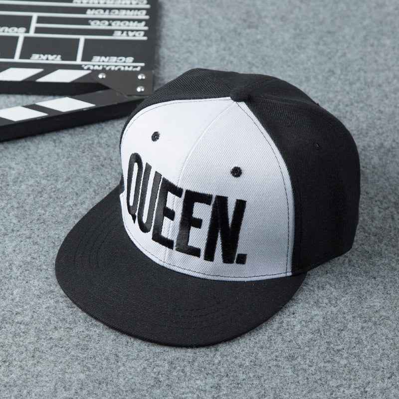 Unisex King & Queen Embroidered Flat Brim Snapback Cap
