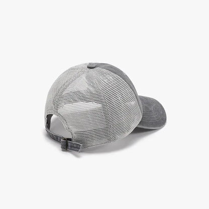 Dark gray cotton mesh cap adjustable back detail