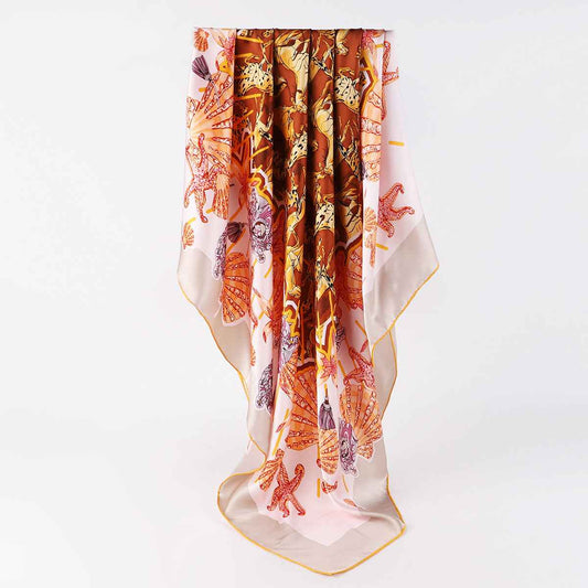 Women’s Floral Print Large Silk Square Scarf