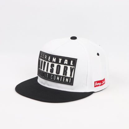 Black parental advisory flat-brim snapback