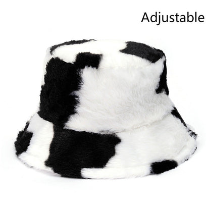 Unisex faux fur animal print bucket hat - product photo 6