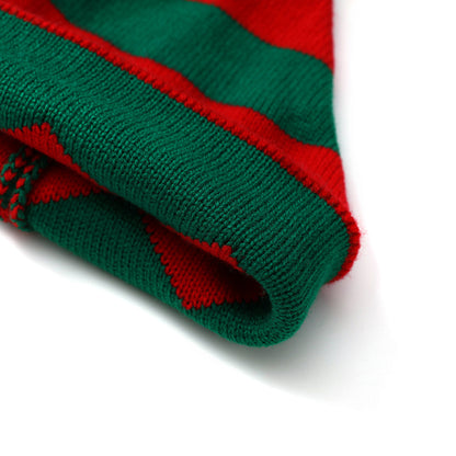 Kids Christmas Striped Pom Pom Beanie - White crown detail