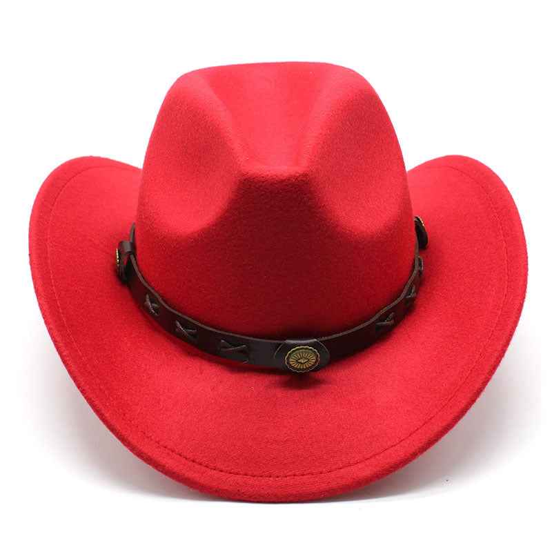 Unisex Felt Western Cowboy Hat with Leather Band