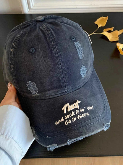 Distressed Embroidered Baseball Cap