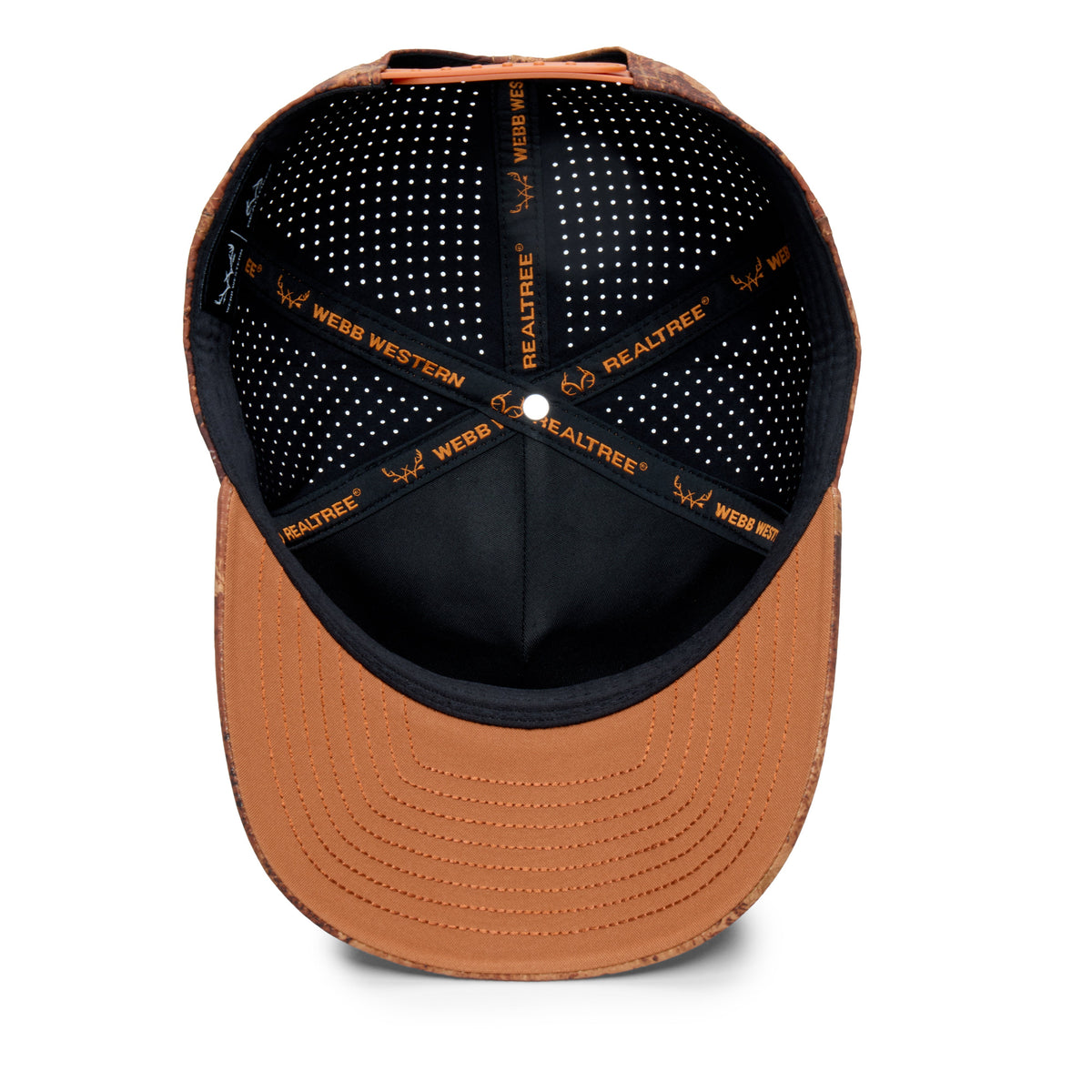 Webb Western Realtree XTREME® (cork) cap, interior view showing the sweatband and crown seams