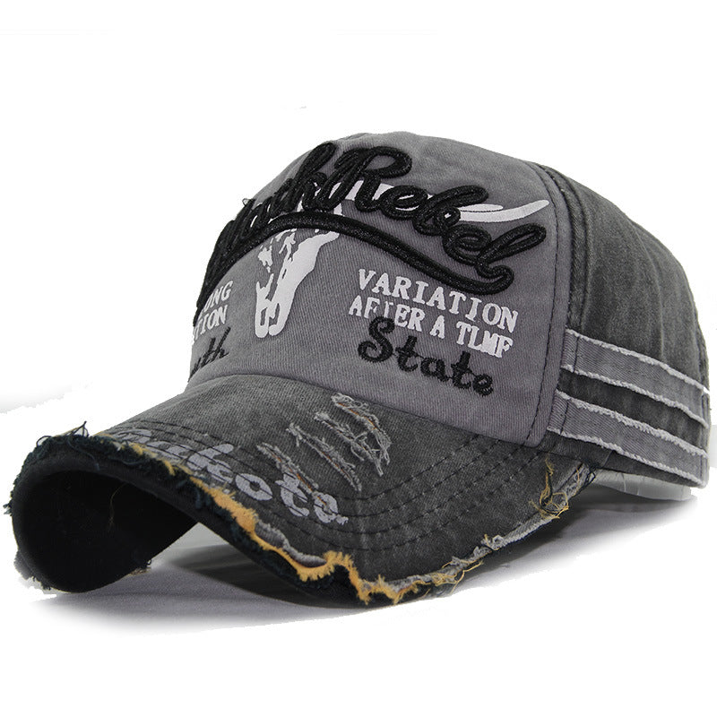 Washed Bull Head Embroidered Baseball Cap
