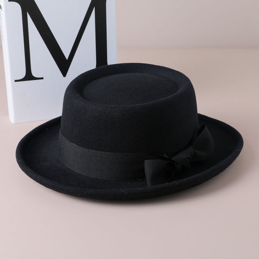 Women's British Retro Flat-Top Fedora Hats product photo 2
