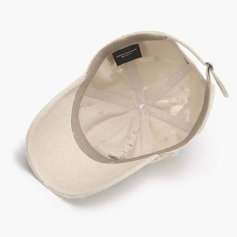 Yellow green distressed adjustable cap front angle