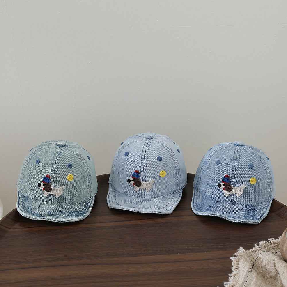 Toddler Denim Dog Embroidered Baseball Cap