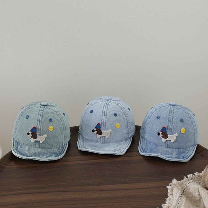 Toddler Denim Dog Embroidered Baseball Cap
