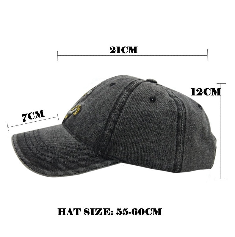 Unisex Khaki Vintage Washed Anchor Embroidered Baseball Cap back fit detail