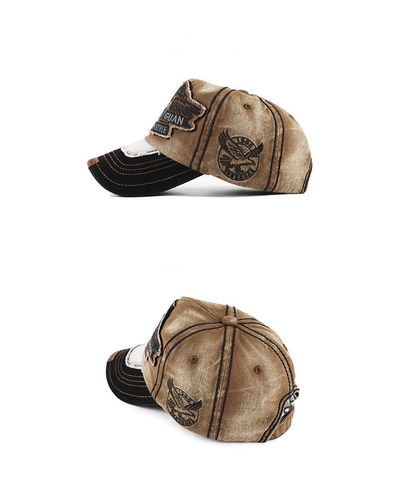 Unisex vintage washed cotton embroidered baseball cap - product photo 2