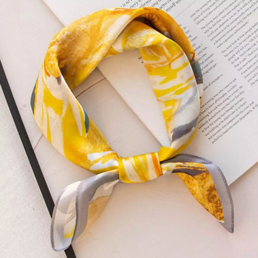 Women's Floral Print Silk Square Scarf in Sherbet - front view 1