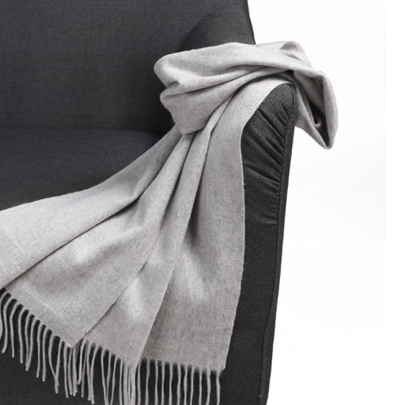 Unisex cashmere fringed winter scarf - product photo 7